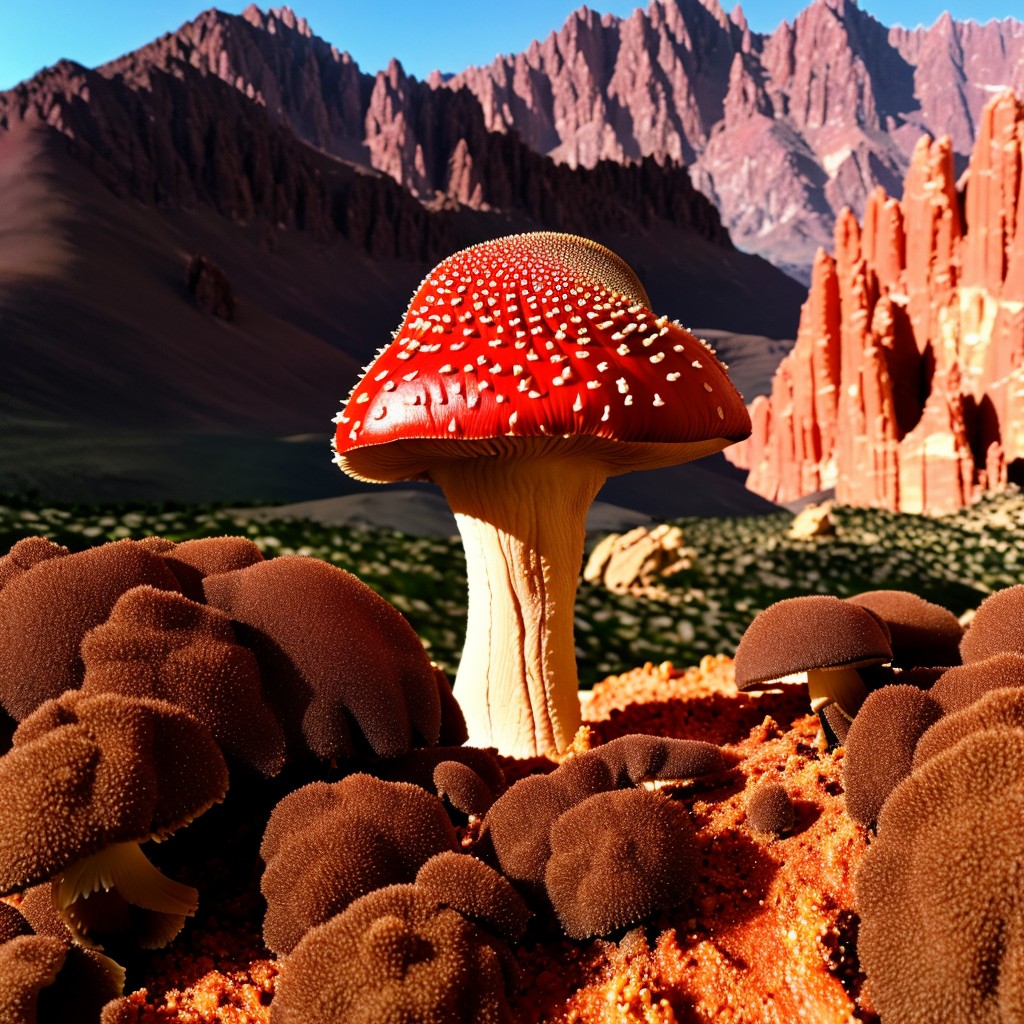 00185-4201851674-masterpiece, intricate photo, precisely elaborated detailed mushroom with reddish cap in the desert, background mountains, sharp.jpg